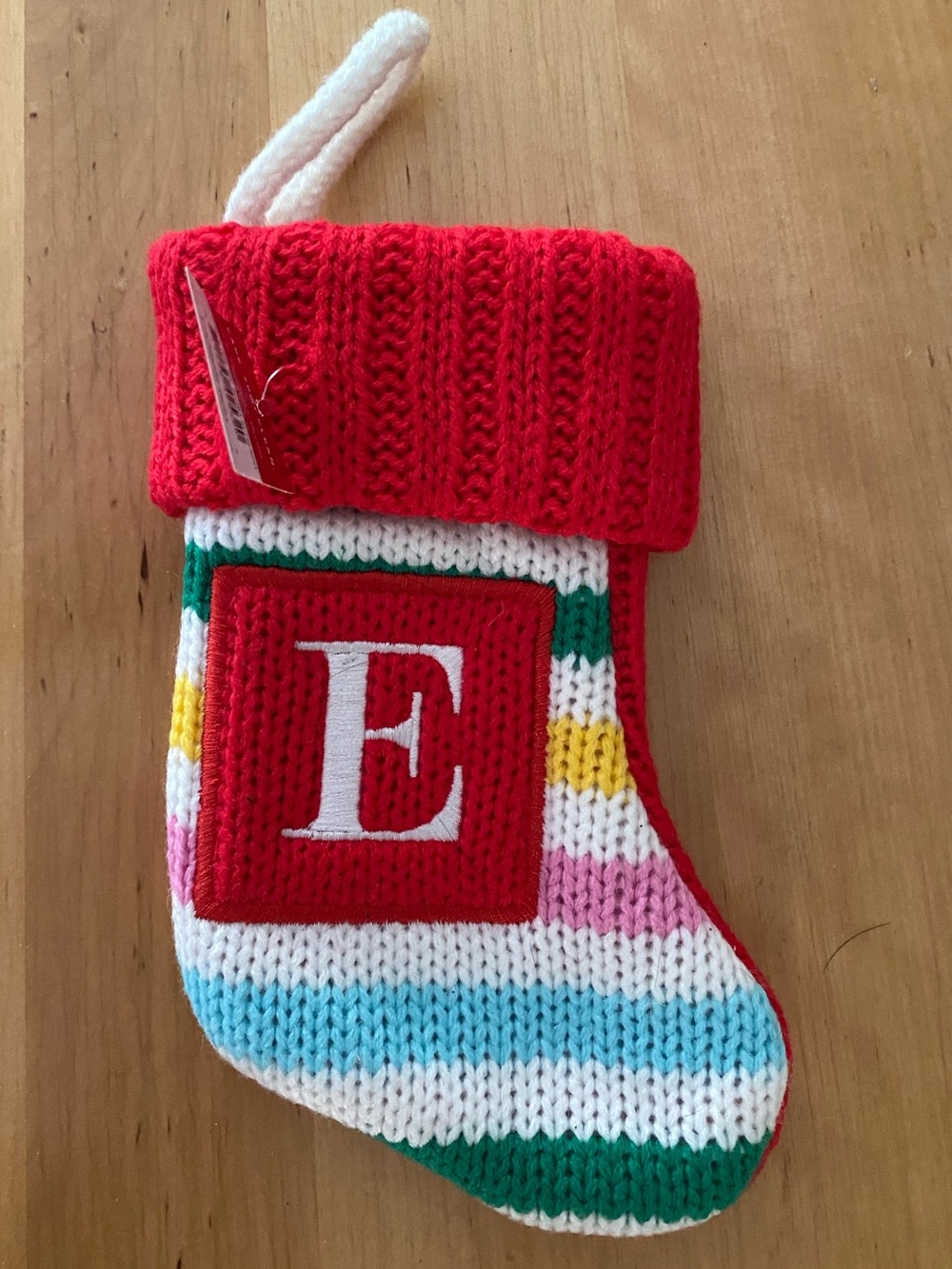 Wondershop mini Red Striped Knit Stocking with Monogram E - Holiday Accessory